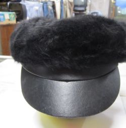 Women's leather cap / suit fur