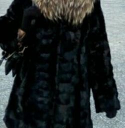 fur coat made of pieces of mink of size 44-46